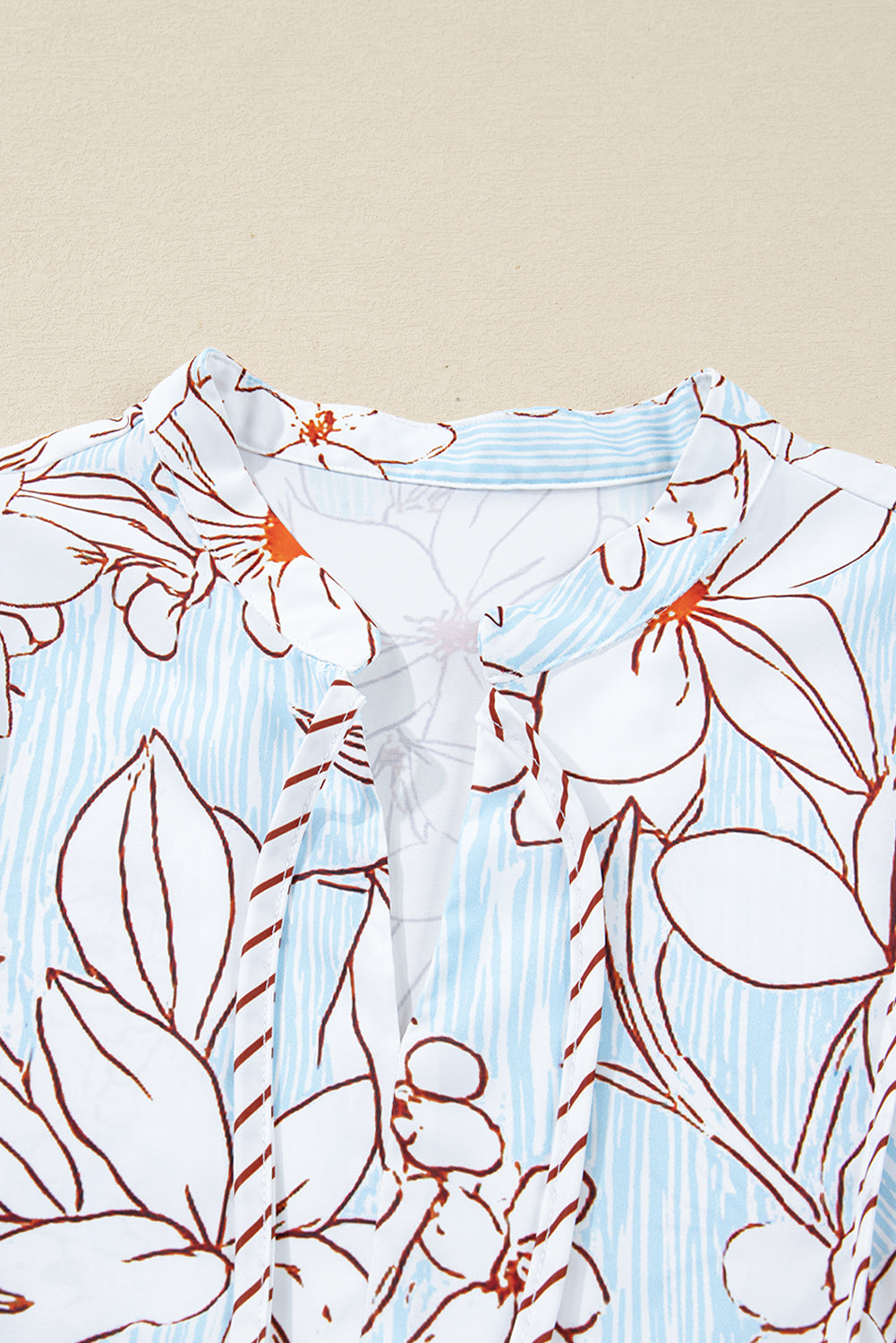 Floral Print Tie Neck Long Sleeve Mini Dress