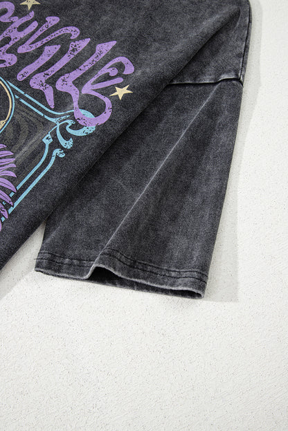 Black Vintage Nashville Mineral Washed Graphic Tee