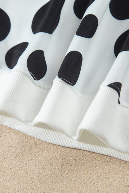 Polka Dot Long Sleeve Top Drawstring Relaxed Pants Set