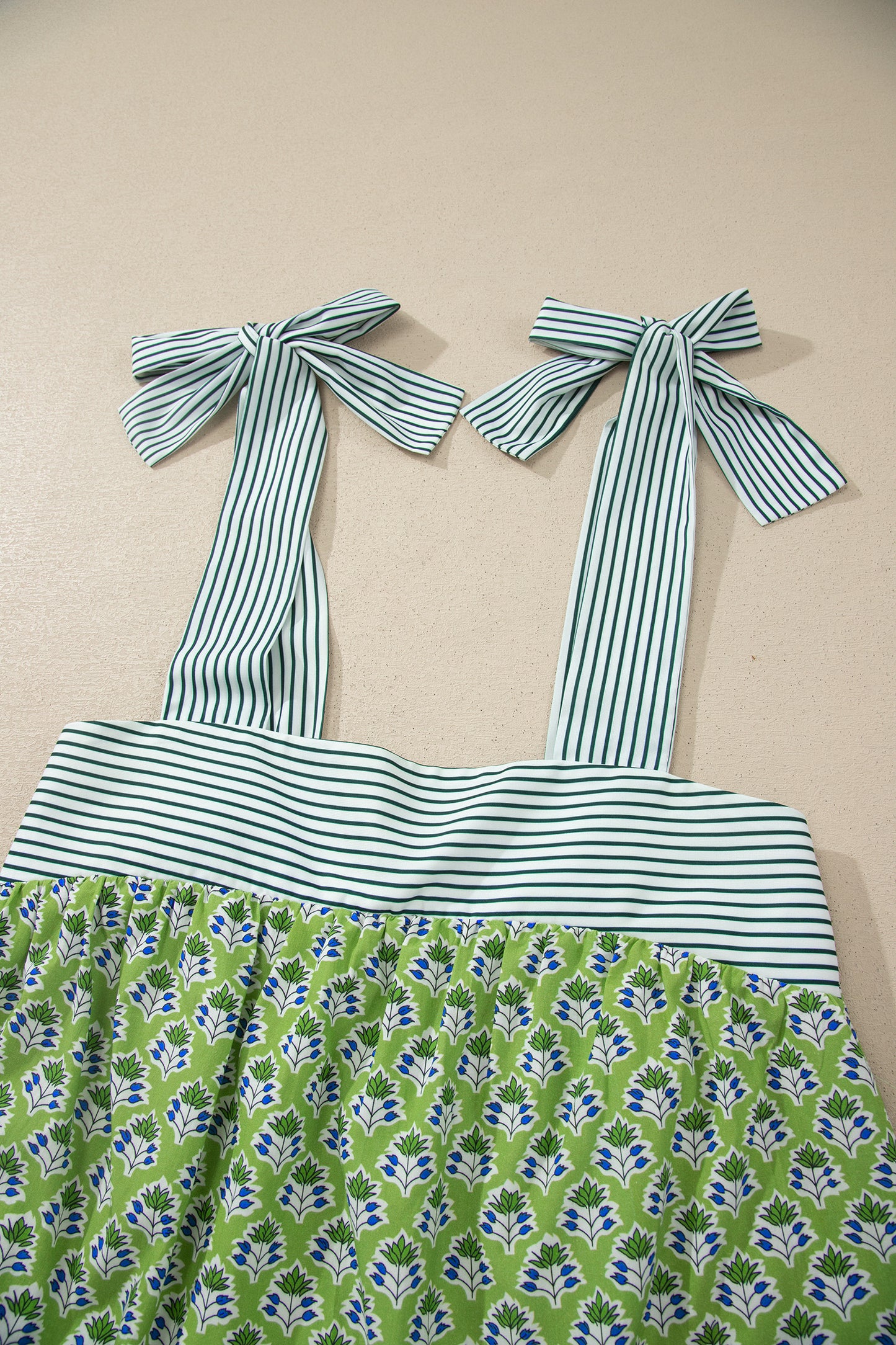 Floral Printed Knot Straps Babydoll Tank Top