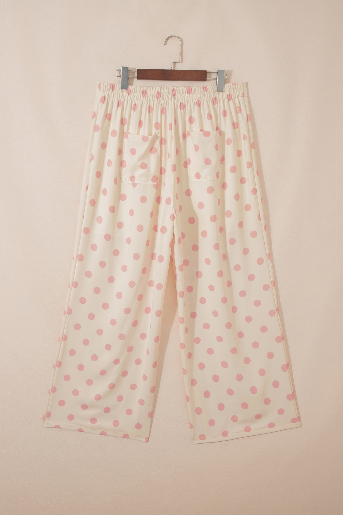 Polka Dot Print Patched Pocket Mid-rise Straight Leg Pants