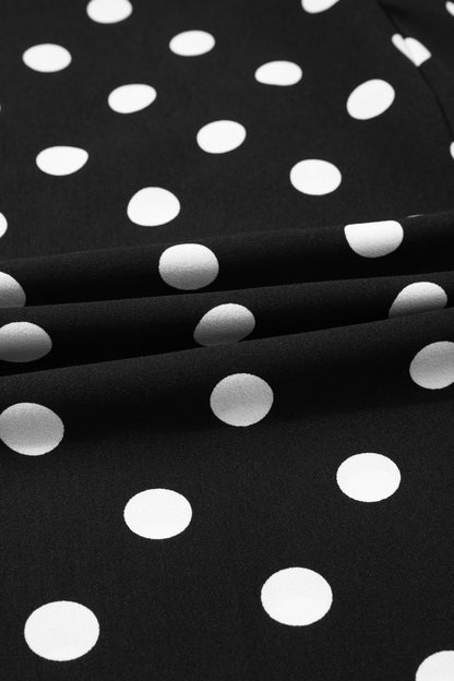 Polka Dot Print Patched Pocket Mid-rise Straight Leg Pants