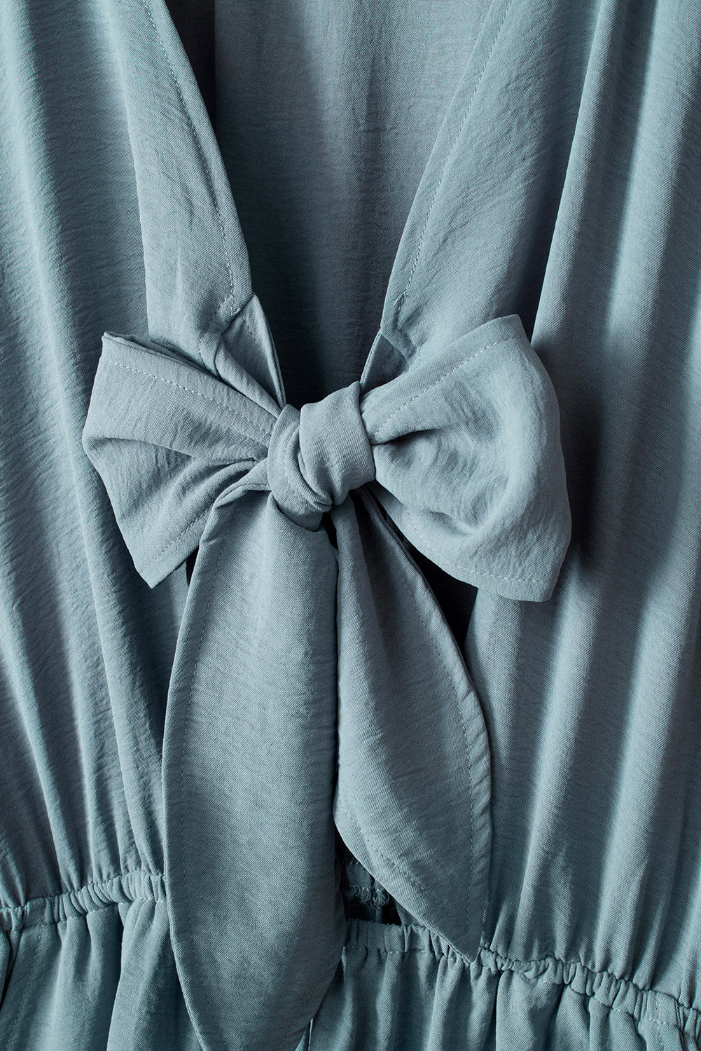 Tie Knot V Neck Puff Long Sleeve Romper