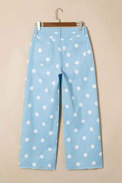 Polka Dot Print Raw Hem Shift Jeans