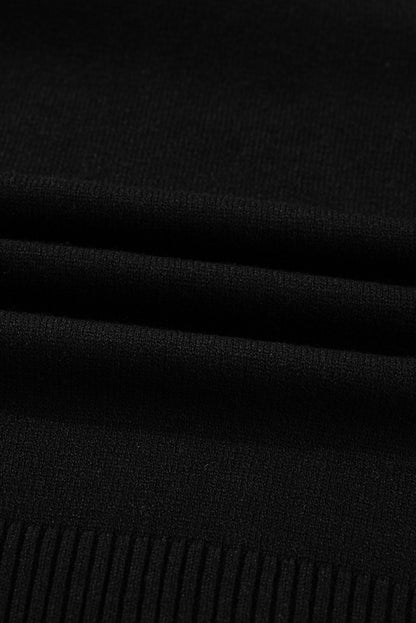 Black Contrast Trim Big Bow Accent Cropped Sweater