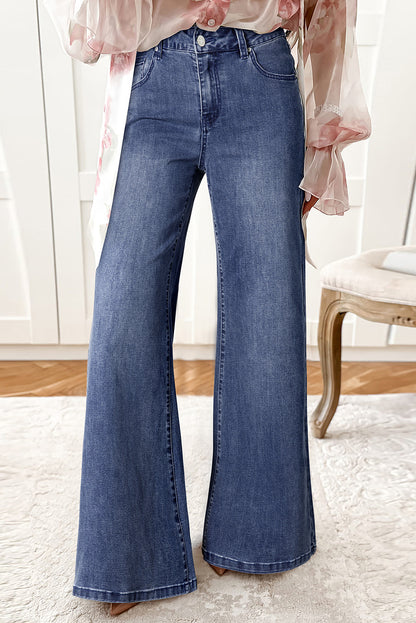 High Waist Flared Hem Jeans