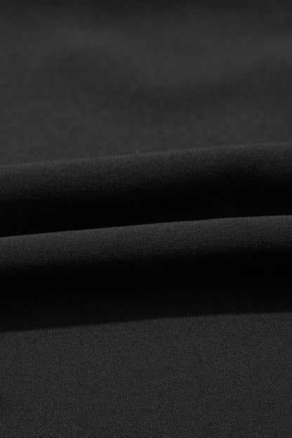 Black V Neck Bow Detail Puff Sleeve Blouse