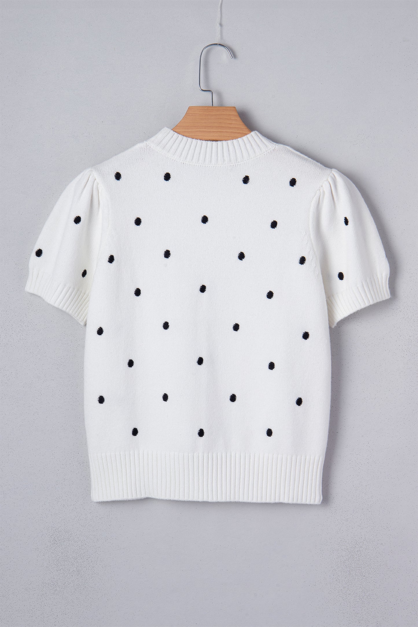 Elegant Polka Dot Bubble Short Sleeve Sweater