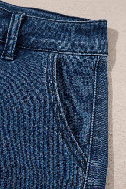 Scalloped Hemline Denim Shorts