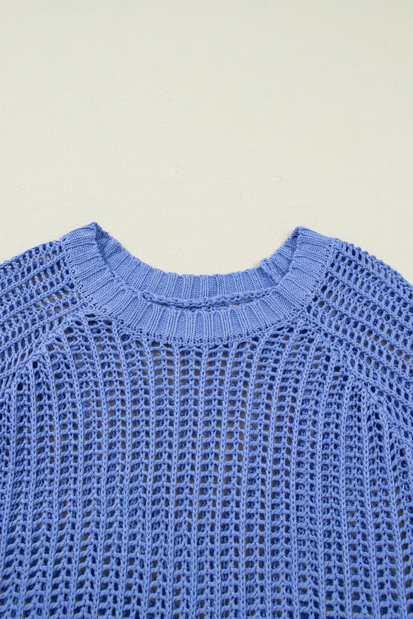 Open Knit Bow Tie Short Sleeve Sweater