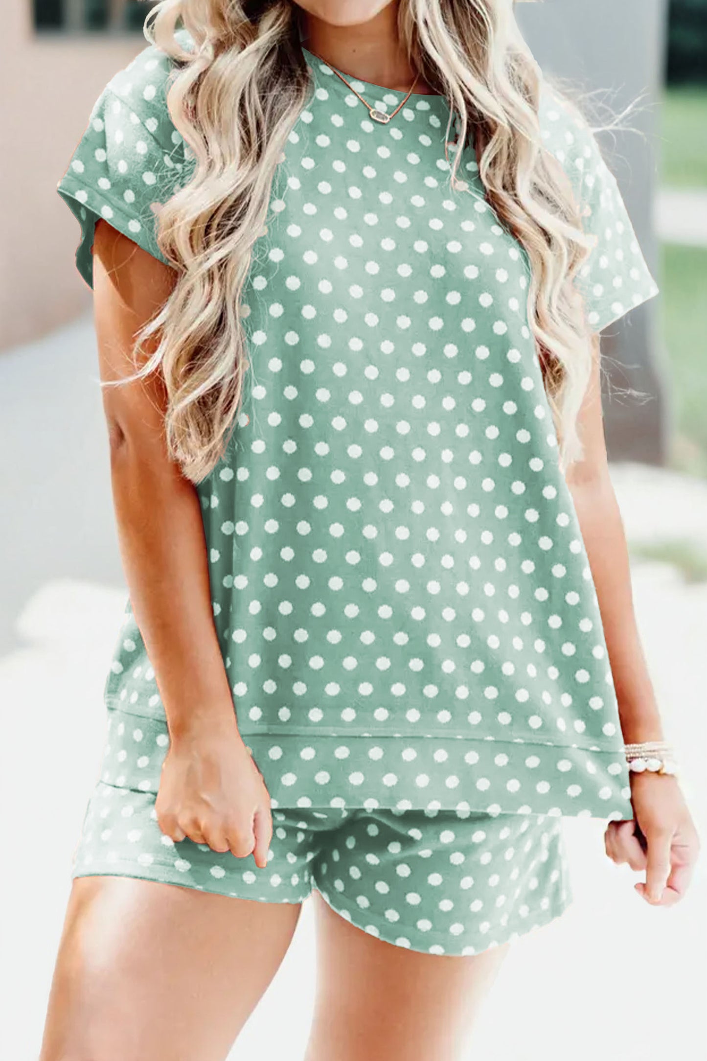 Polka Dot Print Short Set