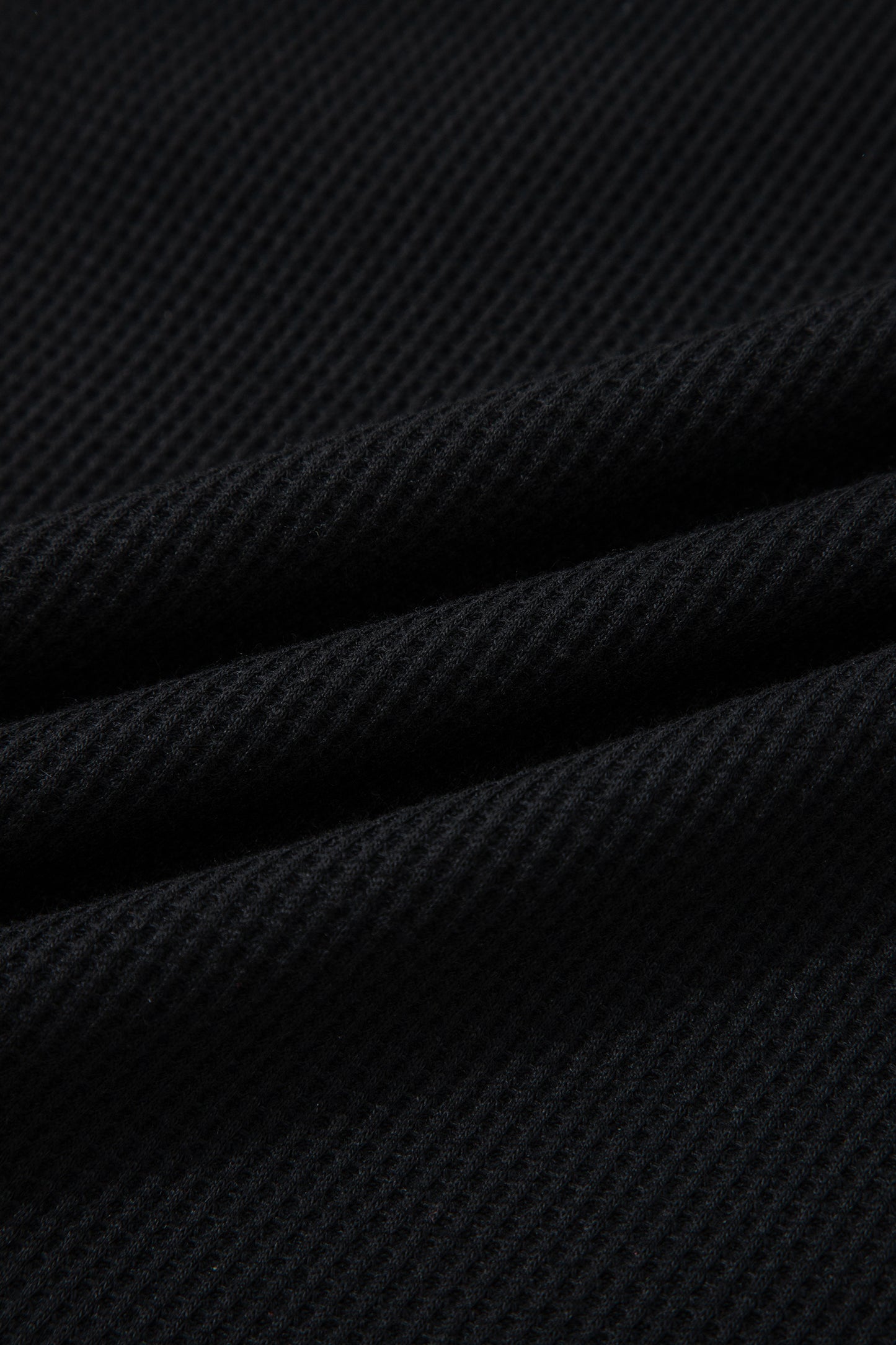 Black Plus Size Textured Contrast Denim Patchwork Button Polo Tee