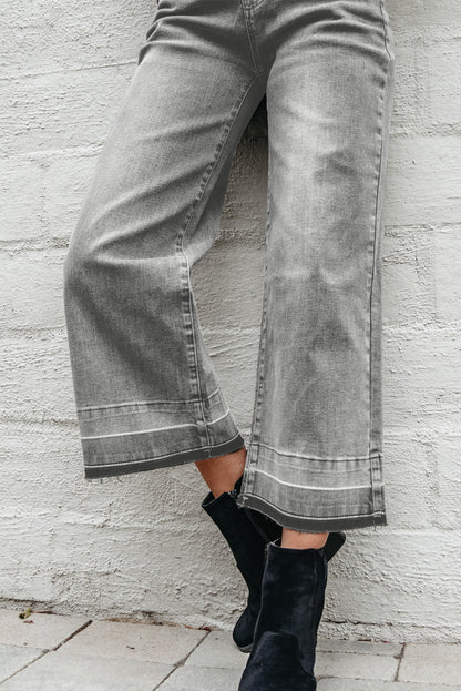Raw Hem Straight Leg Loose High Waist Jeans