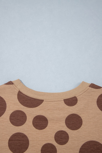 Polka Dot Long Sleeve Top Drawstring Relaxed Pants Set