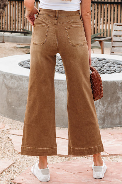 Cropped High Rise Wide Leg Jeans