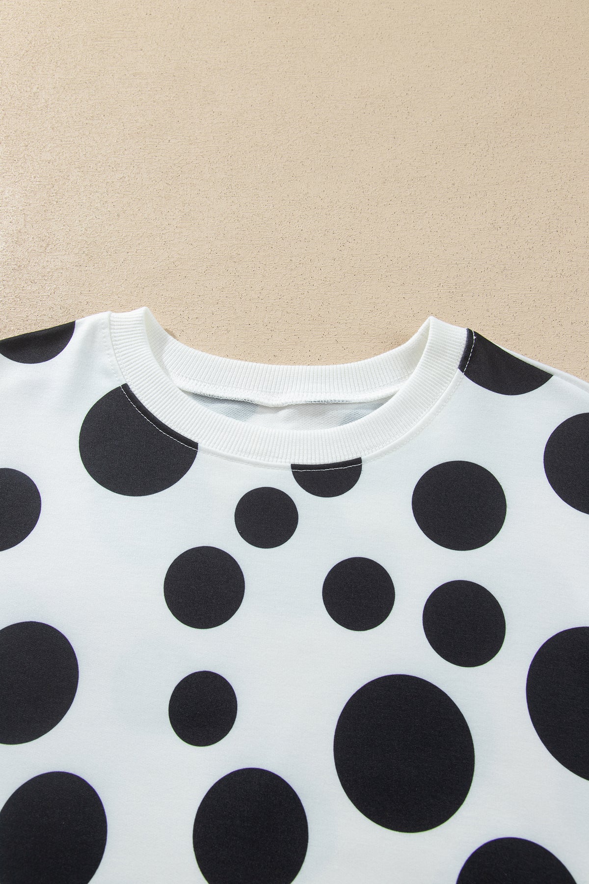 Polka Dot Long Sleeve Top Drawstring Relaxed Pants Set