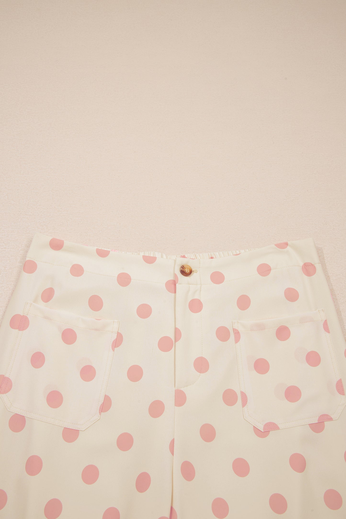 Polka Dot Print Patched Pocket Mid-rise Straight Leg Pants
