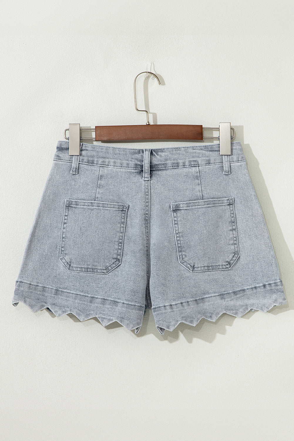Scalloped Hemline Denim Shorts
