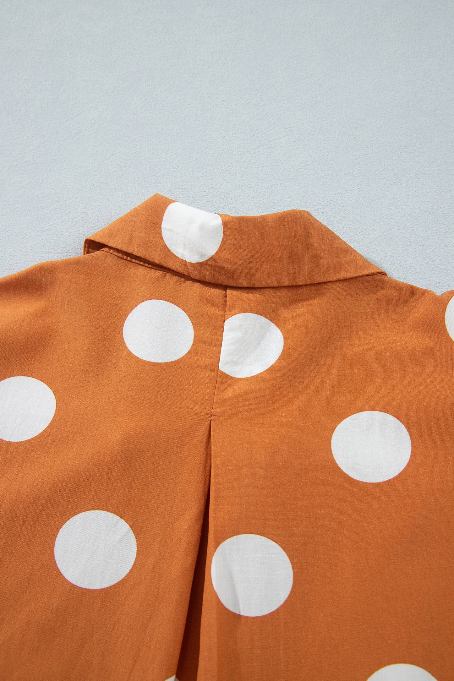 Brown Polka Dot Long Sleeve Tie Waist Casual Shift Mini Dress