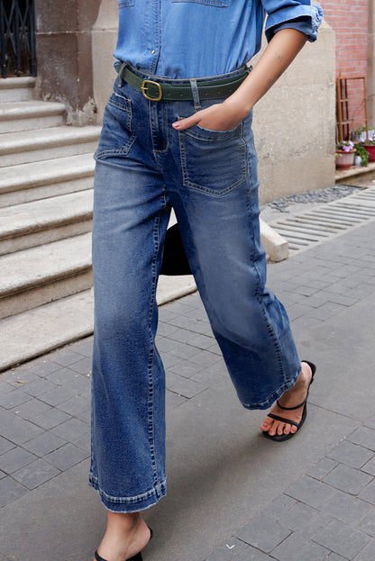 Minimalist Patch Pocket High Waist Shift Jeans