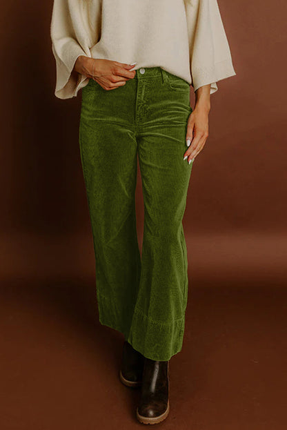 Corduroy Solid Color High Waist Wide Leg Pants
