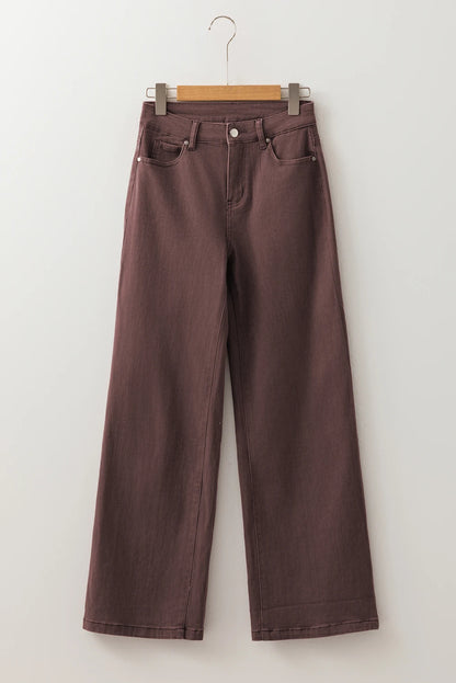 Coffee Brown Loose Straight High Waist Jeans