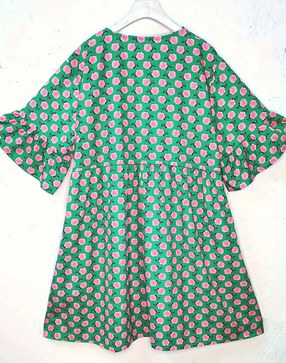 Plus Size Green and Pink Floral Dress
