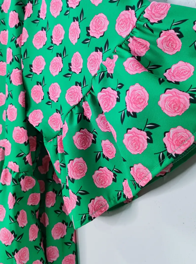 Plus Size Green and Pink Floral Dress