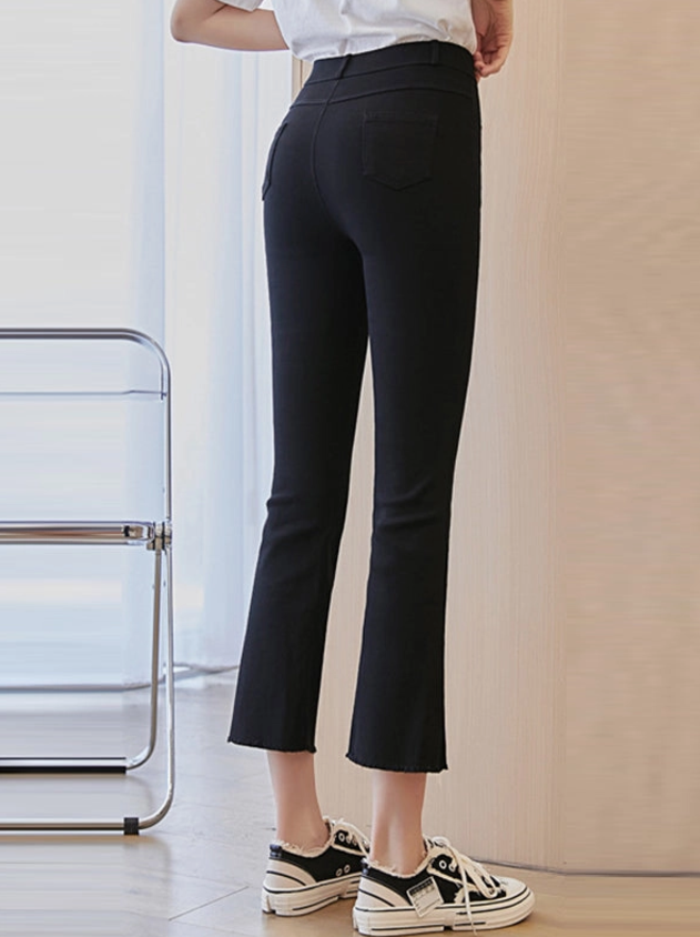Black Skinny Flared Super Stretch Cropped Pants
