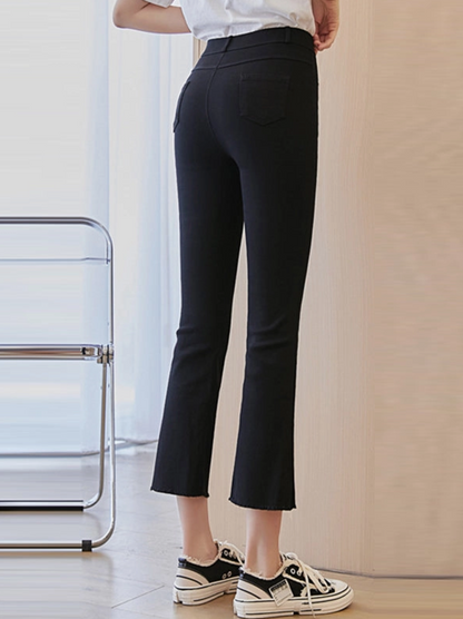 Black Skinny Flared Super Stretch Cropped Pants