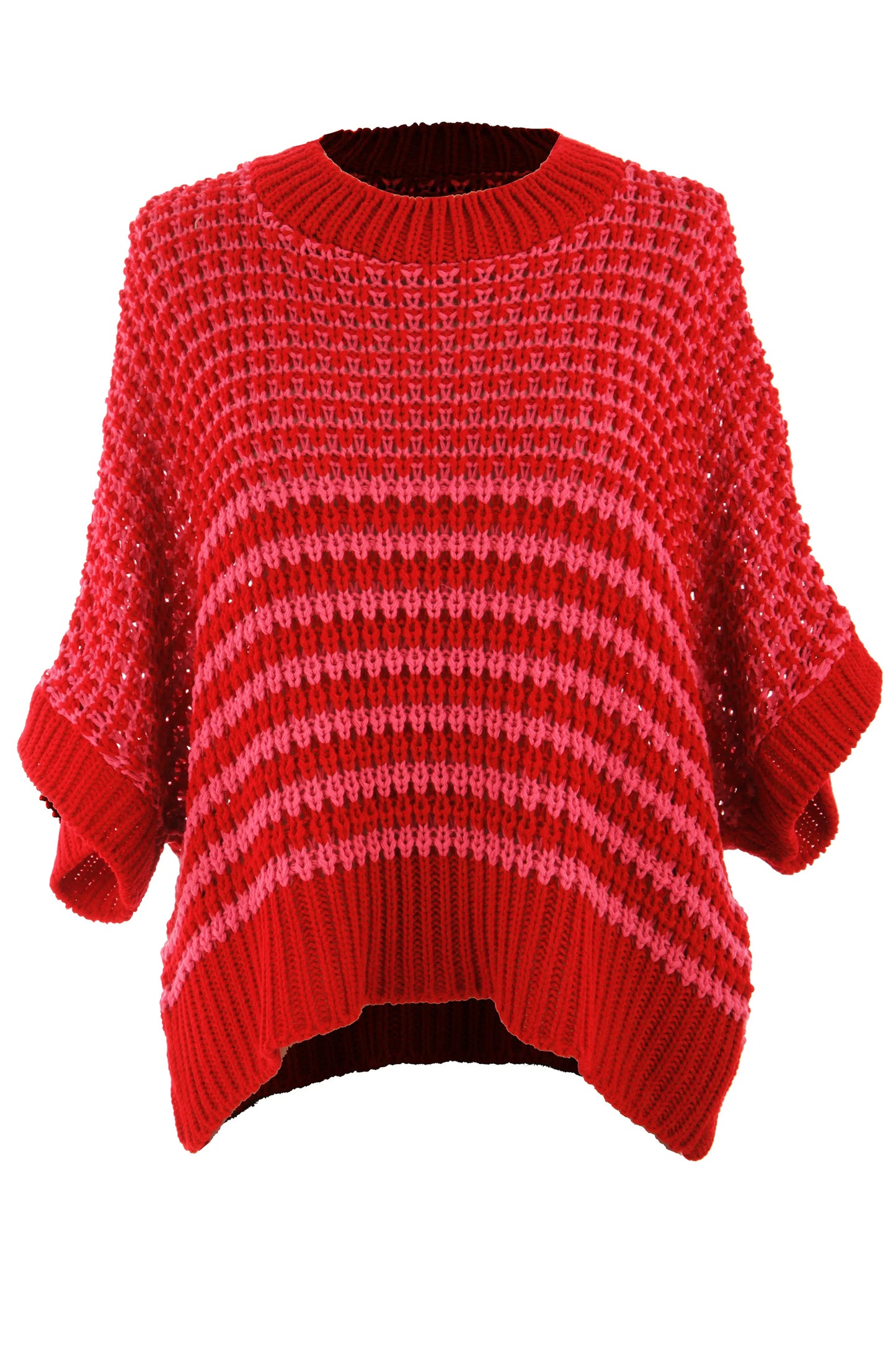 Stripe 3/4 Draped Sleeve Slouchy Sweater