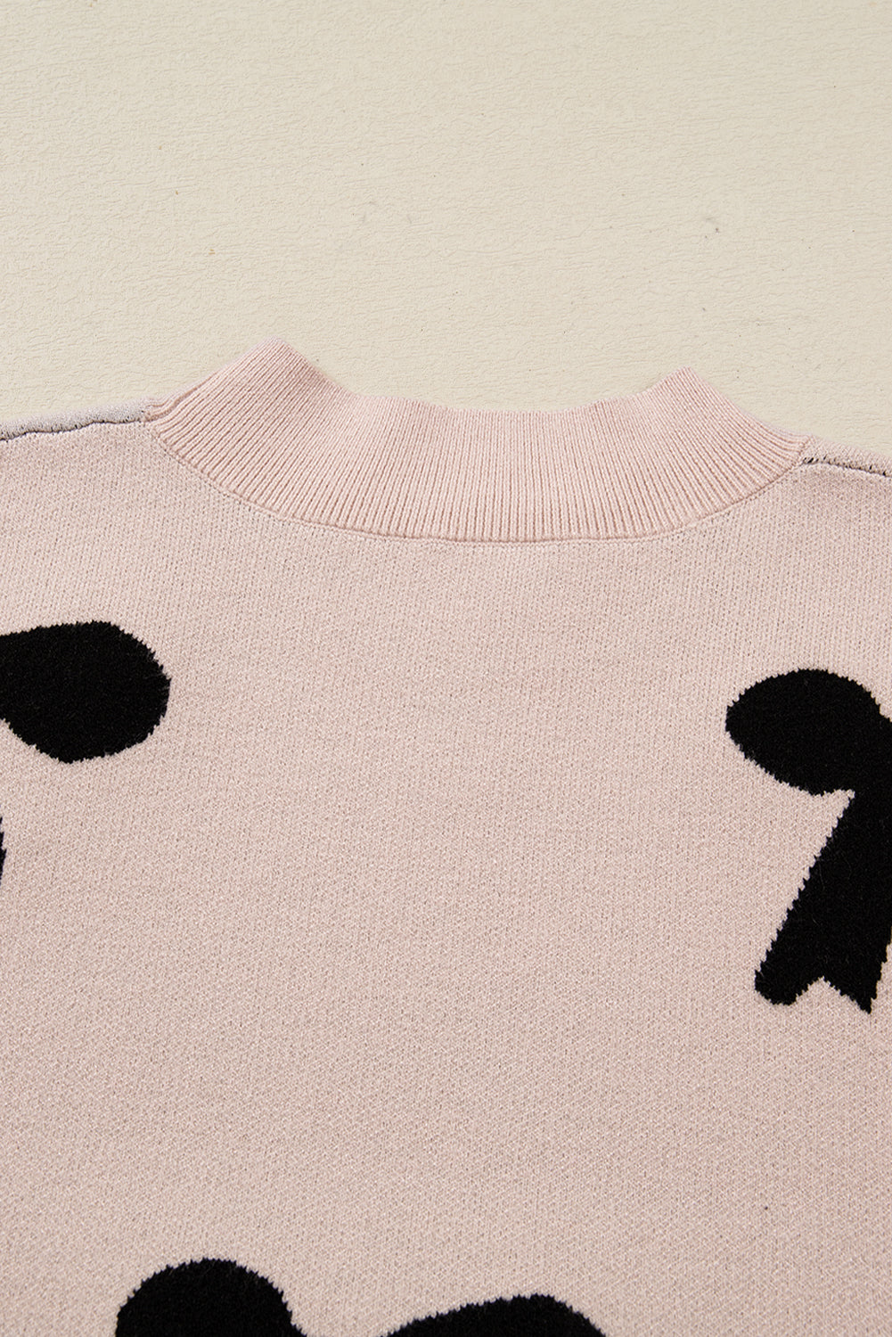 Pearl Embellished Bow Pattern Loose Sweater
