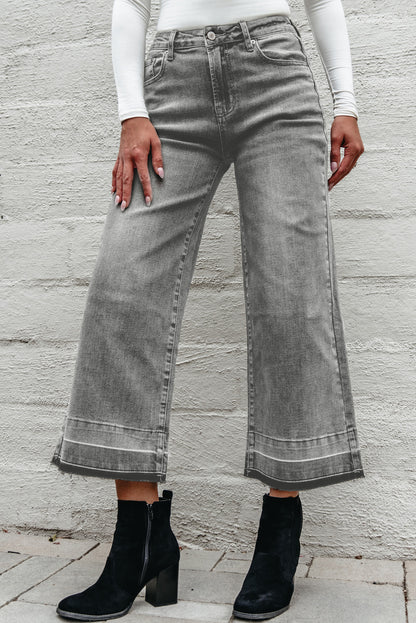Raw Hem Straight Leg Loose High Waist Jeans