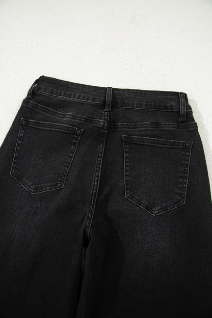 Raw Hem Straight Leg Loose High Waist Jeans