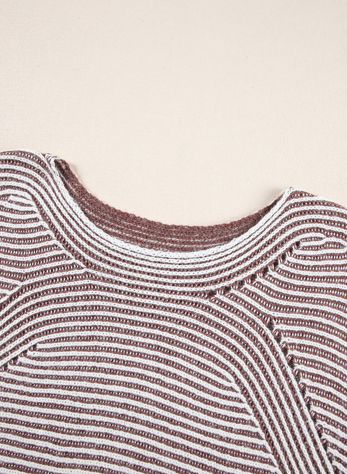 Striped Print Ribbed Knit Raglan Sleeve Baggy Sweater