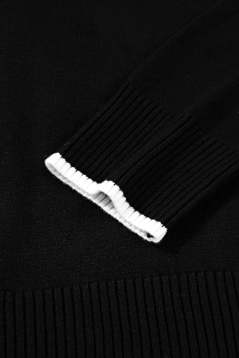 Black Contrast Trim Big Bow Accent Cropped Sweater