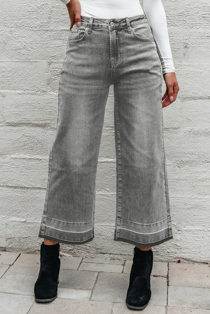 Raw Hem Straight Leg Loose High Waist Jeans