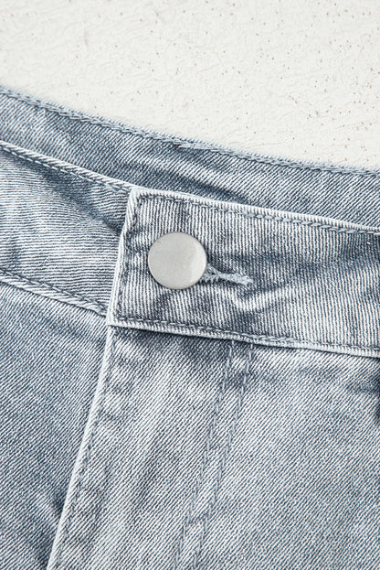 Scalloped Hemline Denim Shorts