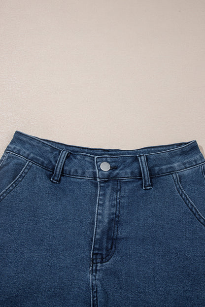 Scalloped Hemline Denim Shorts