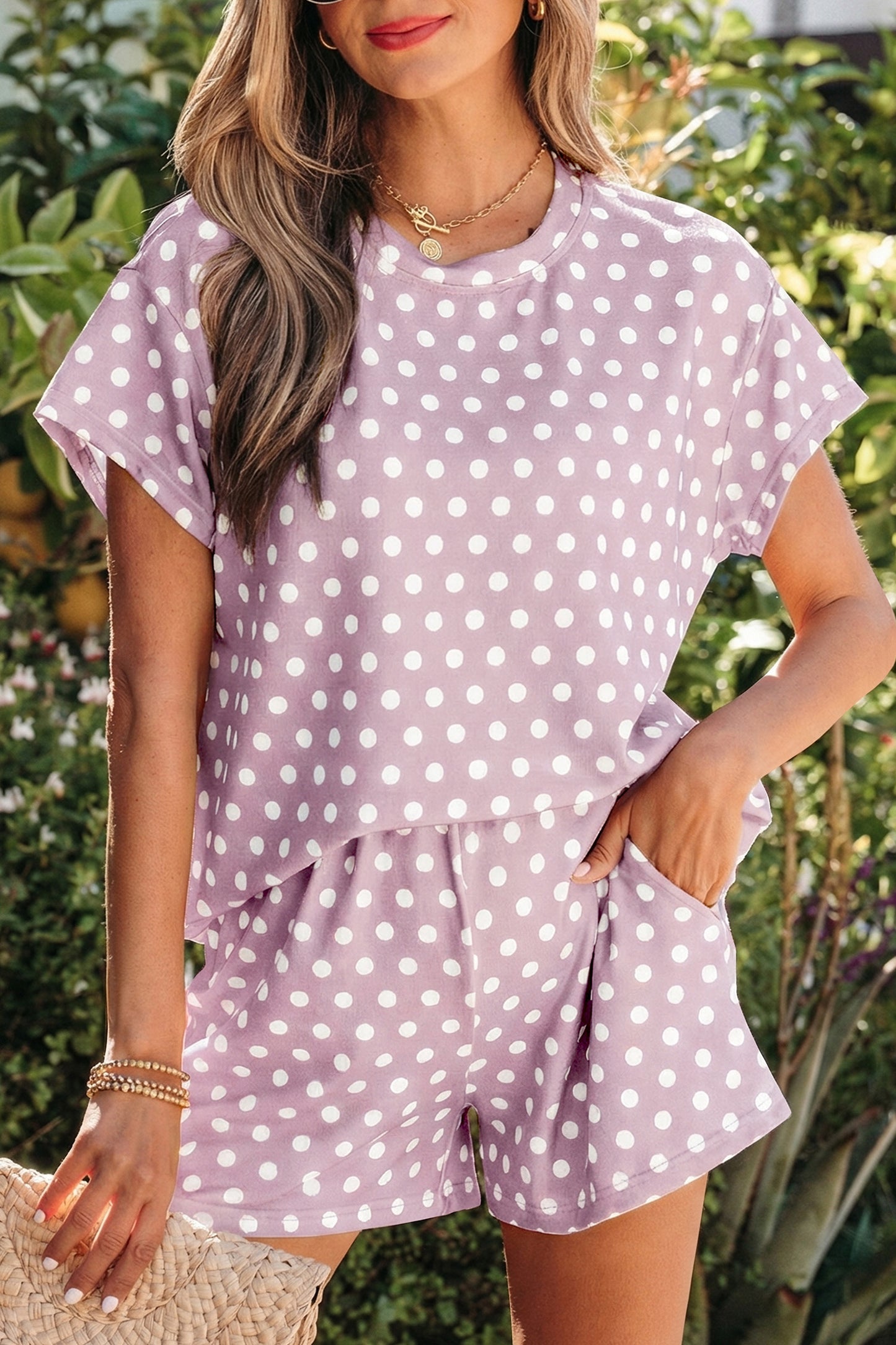 Polka Dot Print Short Set