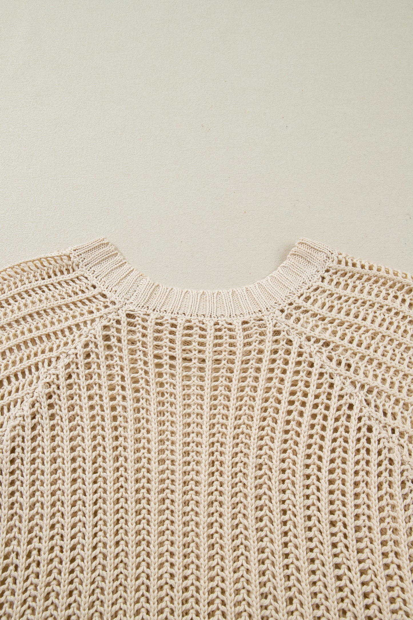 Open Knit Bow Tie Short Sleeve Sweater