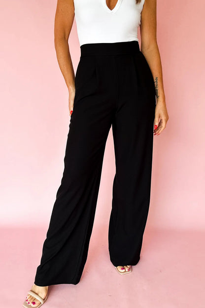 Fiery Red Pleated Detail Pull On Pants