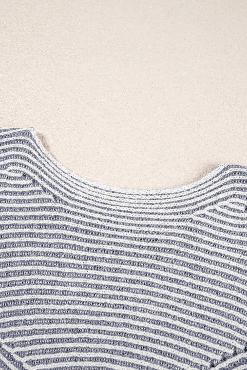 Striped Print Ribbed Knit Raglan Sleeve Baggy Sweater