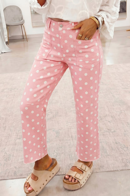 Polka Dot Casual Slim Fit Jeans