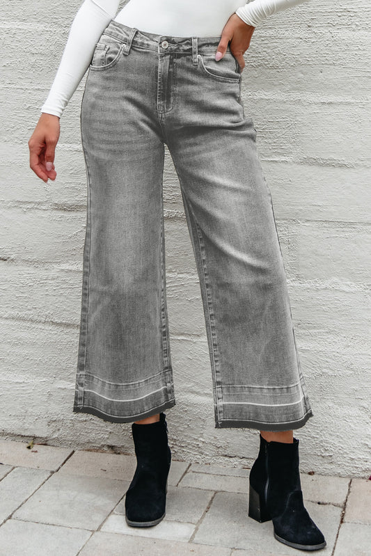 Raw Hem Straight Leg Loose High Waist Jeans
