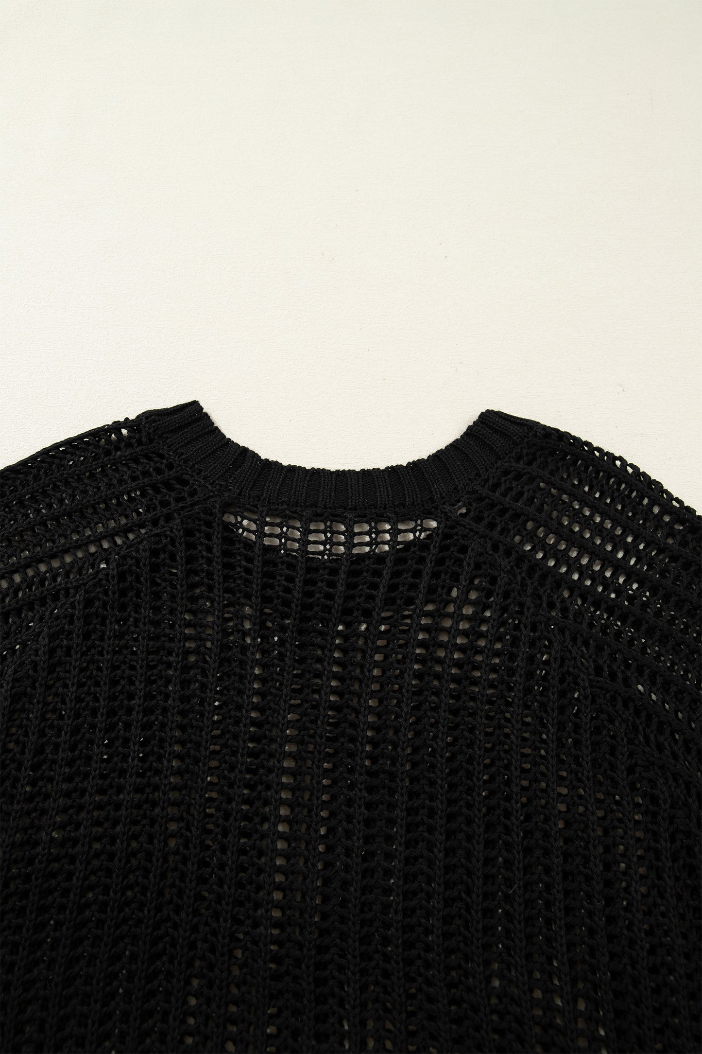 Open Knit Bow Tie Short Sleeve Sweater