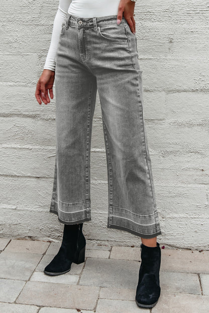 Raw Hem Straight Leg Loose High Waist Jeans