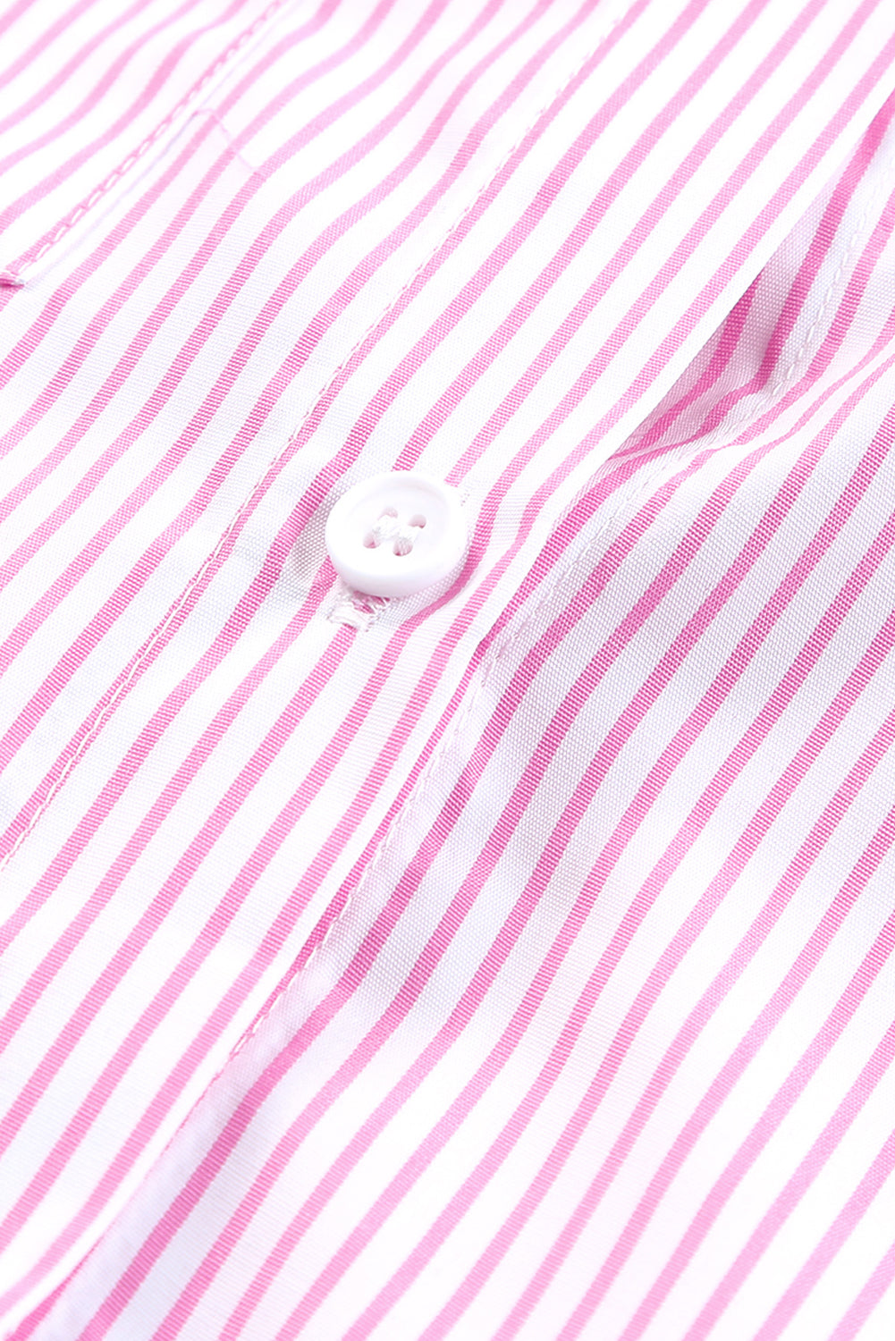 Pink Striped Pocket Button Up Plus Size Shirt
