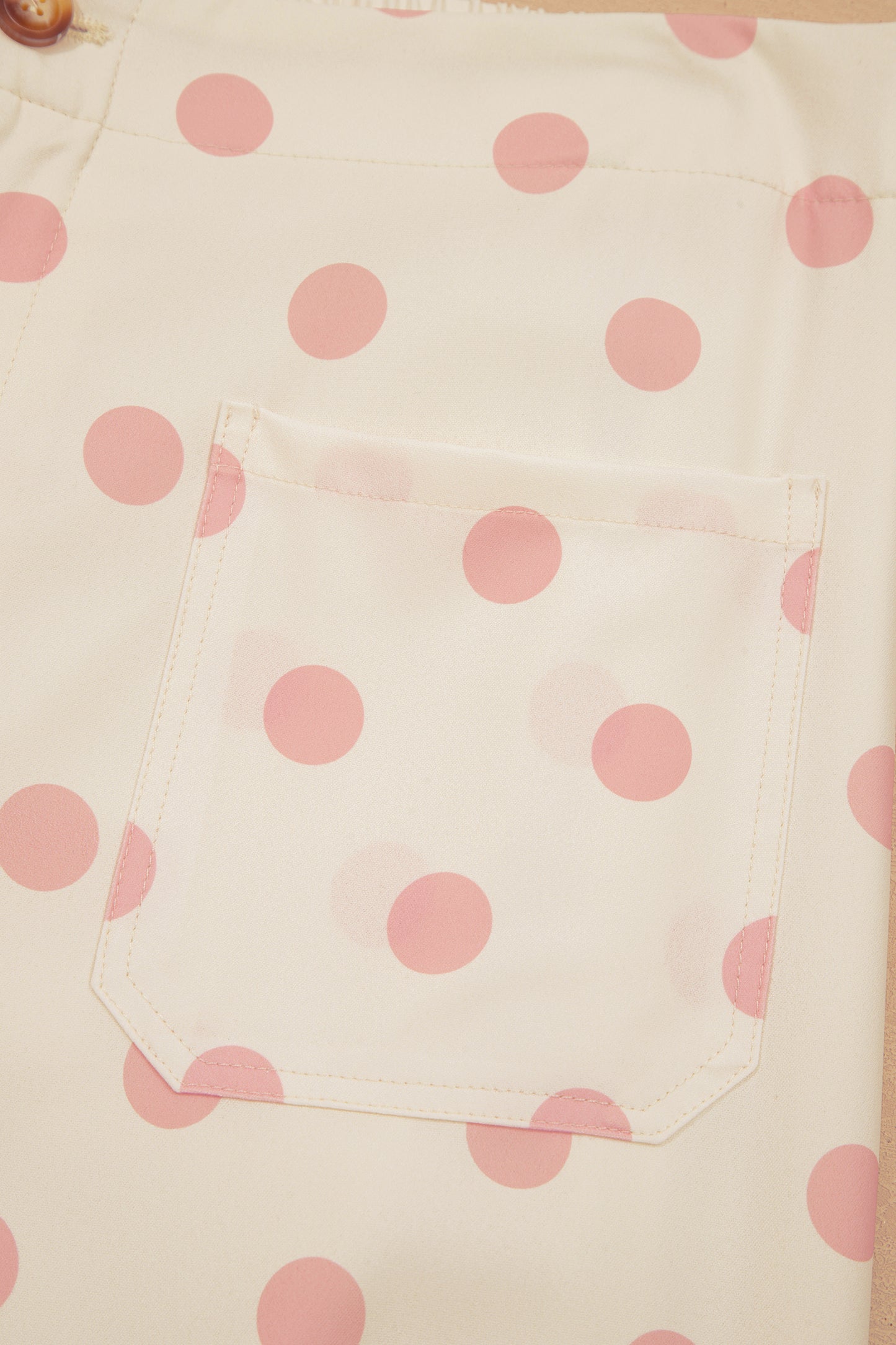 Polka Dot Print Patched Pocket Mid-rise Straight Leg Pants