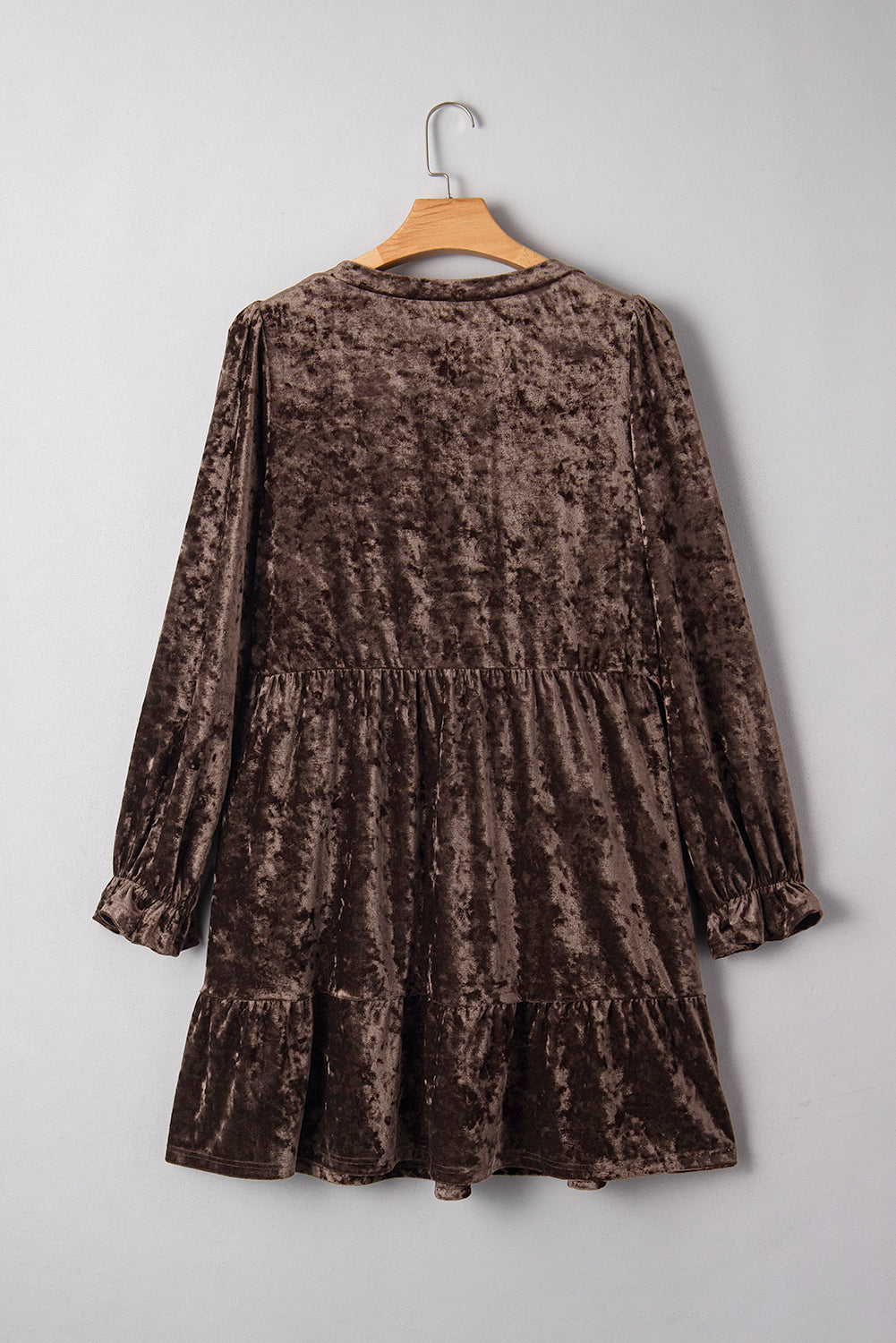 Coffee Plus Size Velvet Babydoll Mini Dress